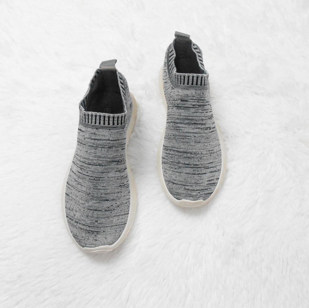 New Grey Knit Slip On Sneakers